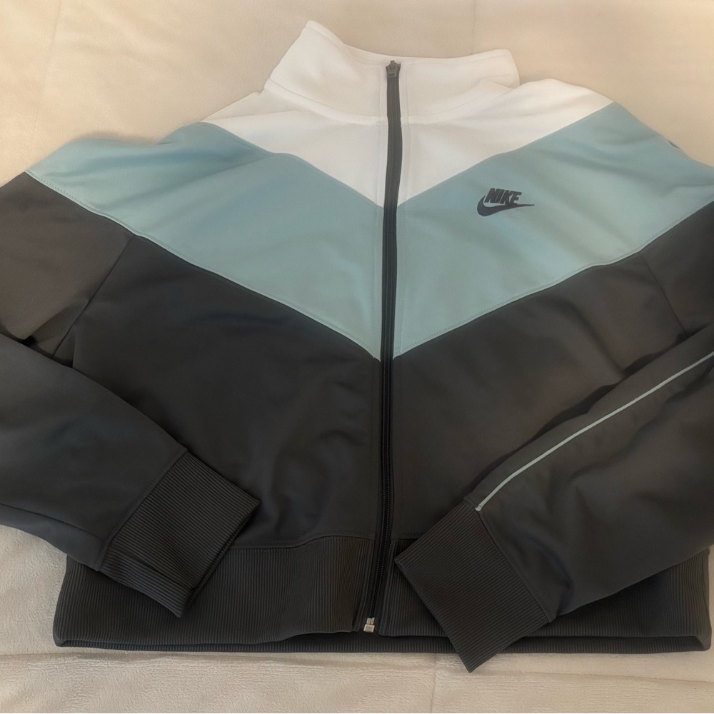 Nike White and Light Blue Jacket